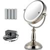 imageOvente 75quot Lighted Tabletop Vanity Makeup Mirror 1X ampamp 7X Magnifier Spinning Double Sided Round LED 3 Tone Smart Touch Auto Shut Off Timer Battery ampamp AC Plug Operated Nickel Brushed MPT75BR1X7XNickel Brushed
