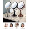 imageOvente 75quot Lighted Tabletop Vanity Makeup Mirror 1X ampamp 7X Magnifier Spinning Double Sided Round LED 3 Tone Smart Touch Auto Shut Off Timer Battery ampamp AC Plug Operated Nickel Brushed MPT75BR1X7XNickel Brushed