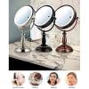 imageOvente 75quot Lighted Tabletop Vanity Makeup Mirror 1X ampamp 7X Magnifier Spinning Double Sided Round LED 3 Tone Smart Touch Auto Shut Off Timer Battery ampamp AC Plug Operated Nickel Brushed MPT75BR1X7XNickel Brushed