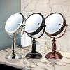 imageOvente 75quot Lighted Tabletop Vanity Makeup Mirror 1X ampamp 7X Magnifier Spinning Double Sided Round LED 3 Tone Smart Touch Auto Shut Off Timer Battery ampamp AC Plug Operated Nickel Brushed MPT75BR1X7XNickel Brushed