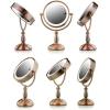 imageOvente 75quot Lighted Tabletop Vanity Makeup Mirror 1X ampamp 7X Magnifier Spinning Double Sided Round LED 3 Tone Smart Touch Auto Shut Off Timer Battery ampamp AC Plug Operated Nickel Brushed MPT75BR1X7XAntique Copper