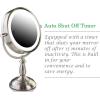 imageOvente 75quot Lighted Tabletop Vanity Makeup Mirror 1X ampamp 7X Magnifier Spinning Double Sided Round LED 3 Tone Smart Touch Auto Shut Off Timer Battery ampamp AC Plug Operated Nickel Brushed MPT75BR1X7XNickel Brushed