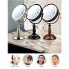 imageOvente 75quot Lighted Tabletop Vanity Makeup Mirror 1X ampamp 7X Magnifier Spinning Double Sided Round LED 3 Tone Smart Touch Auto Shut Off Timer Battery ampamp AC Plug Operated Nickel Brushed MPT75BR1X7XNickel Brushed