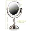 imageOvente 75quot Lighted Tabletop Vanity Makeup Mirror 1X ampamp 7X Magnifier Spinning Double Sided Round LED 3 Tone Smart Touch Auto Shut Off Timer Battery ampamp AC Plug Operated Nickel Brushed MPT75BR1X7XNickel Brushed