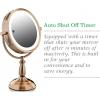 imageOvente 75quot Lighted Tabletop Vanity Makeup Mirror 1X ampamp 7X Magnifier Spinning Double Sided Round LED 3 Tone Smart Touch Auto Shut Off Timer Battery ampamp AC Plug Operated Nickel Brushed MPT75BR1X7XAntique Copper