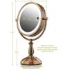 imageOvente 75quot Lighted Tabletop Vanity Makeup Mirror 1X ampamp 7X Magnifier Spinning Double Sided Round LED 3 Tone Smart Touch Auto Shut Off Timer Battery ampamp AC Plug Operated Nickel Brushed MPT75BR1X7XAntique Copper
