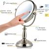 imageOvente 75quot Lighted Tabletop Vanity Makeup Mirror 1X ampamp 7X Magnifier Spinning Double Sided Round LED 3 Tone Smart Touch Auto Shut Off Timer Battery ampamp AC Plug Operated Nickel Brushed MPT75BR1X7XNickel Brushed