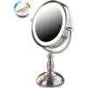 imageOvente 75quot Lighted Tabletop Vanity Makeup Mirror 1X ampamp 7X Magnifier Spinning Double Sided Round LED 3 Tone Smart Touch Auto Shut Off Timer Battery ampamp AC Plug Operated Nickel Brushed MPT75BR1X7XNickel Brushed