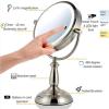 imageOvente 75quot Lighted Tabletop Vanity Makeup Mirror 1X ampamp 7X Magnifier Spinning Double Sided Round LED 3 Tone Smart Touch Auto Shut Off Timer Battery ampamp AC Plug Operated Nickel Brushed MPT75BR1X7XNickel Brushed
