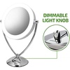 image:imageOVENTE 95 Lighted Tabletop Makeup Mirror 1X amp 10X Magnifier Adjustable Double Sided Round LED Dimmer Switch Battery amp USB Powered Ideal for Bedroom amp Vanity Nickel Brushed MLT45BR1X10XPolished Chrome
