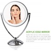 image:imageOVENTE 95 Lighted Tabletop Makeup Mirror 1X amp 10X Magnifier Adjustable Double Sided Round LED Dimmer Switch Battery amp USB Powered Ideal for Bedroom amp Vanity Nickel Brushed MLT45BR1X10XPolished Chrome