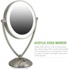 image:imageOVENTE 95 Lighted Tabletop Makeup Mirror 1X amp 10X Magnifier Adjustable Double Sided Round LED Dimmer Switch Battery amp USB Powered Ideal for Bedroom amp Vanity Nickel Brushed MLT45BR1X10XNickel Brushed