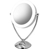 image:imageOVENTE 95 Lighted Tabletop Makeup Mirror 1X amp 10X Magnifier Adjustable Double Sided Round LED Dimmer Switch Battery amp USB Powered Ideal for Bedroom amp Vanity Nickel Brushed MLT45BR1X10XPolished Chrome
