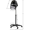 image:imageOvente Professional Salon Hand Bonnet Hair Dryer 1000 Watts Adjustable Professional Hood Dryer Stand Adjustable Temperature Control with Up Rolling Base and Wheels Salon Equipment Black HDS223B