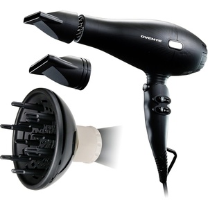 image:imageOvente 1875 Watt Professional Hair Dryer with Diffuser Ionic amp Tourmaline Technology For Body Volume amp Smoothing Concentrator Nozzle Attachment Lightweight for Home and Travel Use Black X5IBlack